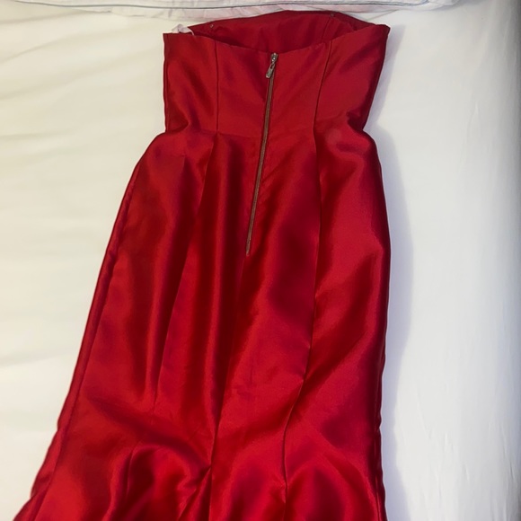 Sherri Hill 51671 Strapless High Slit Formal Dress Red - Picture 6 of 17